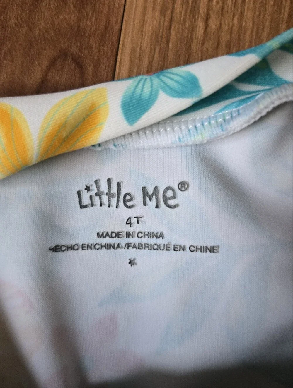 Little Me Girls 4T Hawaiian Floral One Piece Long Sleeve Rashguard EUC